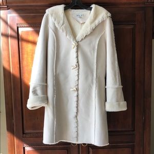 Ivory Faux Fur Vegan Suede Coat Coldwater Creek M